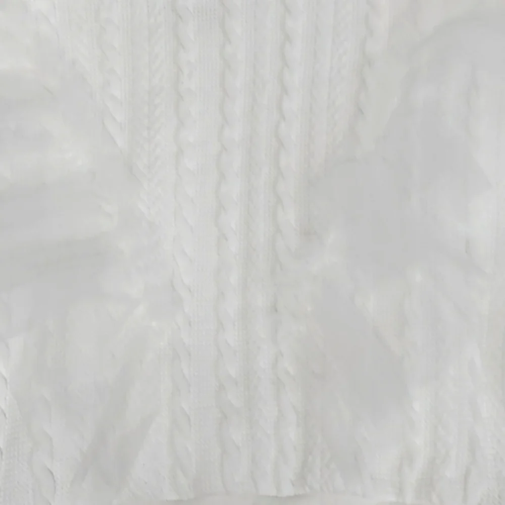 Free People Showstopper Ruffled Tulle Cable Sweater in White Size Small